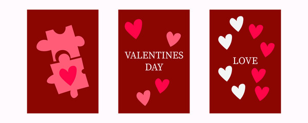 Fototapeta na wymiar Set of Romantic cartoon background with Cute Lovely Valentines Day elements for social media, mobile app, networking. Love you greeting card. Editable Vector illustration. 