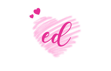 ed e d Letter Logo with Heart Shape Love Design Valentines Day Concept.
