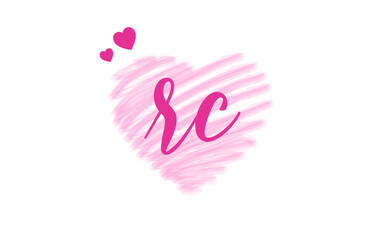 rc r c Letter Logo with Heart Shape Love Design Valentines Day Concept.
