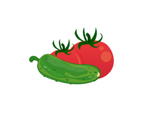 Thomato und cucumber icon. Vector.