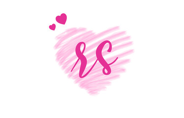 rs r s Letter Logo with Heart Shape Love Design Valentines Day Concept.

