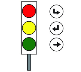 illustration of traffic sign with red, yellow and green background