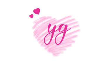 yg y g Letter Logo with Heart Shape Love Design Valentines Day Concept.
