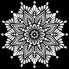White mandala on black Pattern Stencil Doodles Sketch