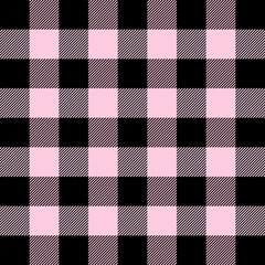 Valentines day tartan plaid. Scottish pattern in black and pink cage. Scottish cage. Traditional Scottish checkered background. Seamless fabric texture. Vector illustration