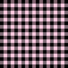 Valentines day tartan plaid. Scottish pattern in black and pink cage. Scottish cage. Traditional Scottish checkered background. Seamless fabric texture. Vector illustration