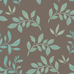 Botanical hand drawn floral background for surface, textile, wallpaper design. seamless pattern of leaves