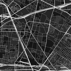 Aubervilliers, France dark vector art map