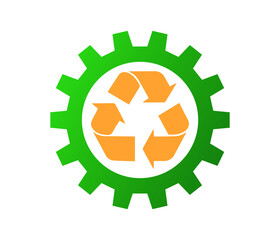 Vector illustration of recycle sign. Clean world renewable green energy logo.
