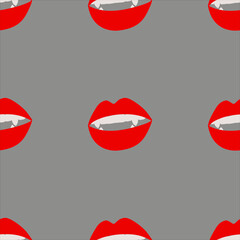 seamless pattern vampire teeth smile 
