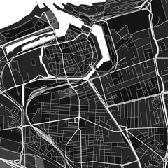 Calais, France dark vector art map