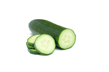 Cucumber. Cucumber slices on top of each other  on a white background
