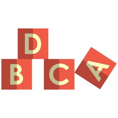 Kids toy cubes, flat vector isolated illustration. Abc blocks, alphabet cubes with letters for children development.
