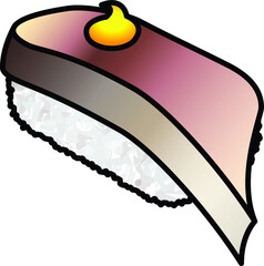 Fototapeta premium A piece of sushi with a slice of raw mackerel.