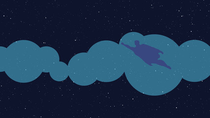 Superman icon in the night sky with stars background illustration.