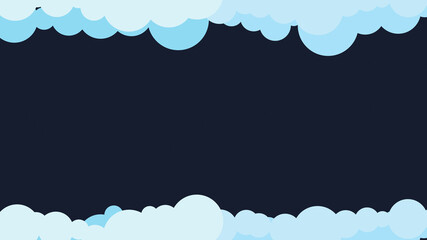 Dark sky with white clouds background illustration.