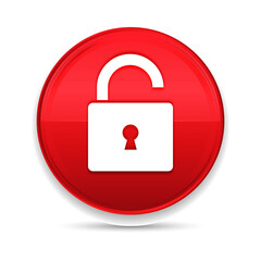 Padlock open icon shiny luxury design red button vector