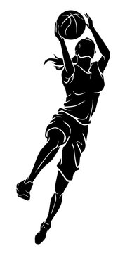 Basketball Sport, Female Lay-up Silhouette