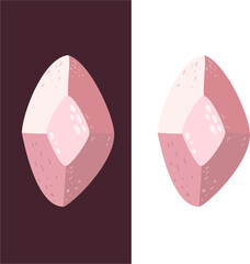 A light jewel. A magic stone on a light and dark background. A pink jewelry stone with a glare. Vector illustration is expensive, rare 