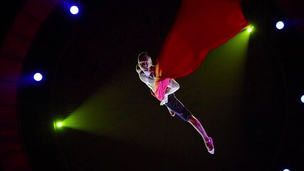 Aerial acrobat performance in the circus