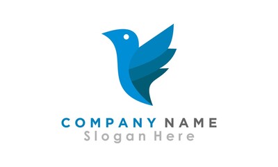 blue color bird vector logo simple