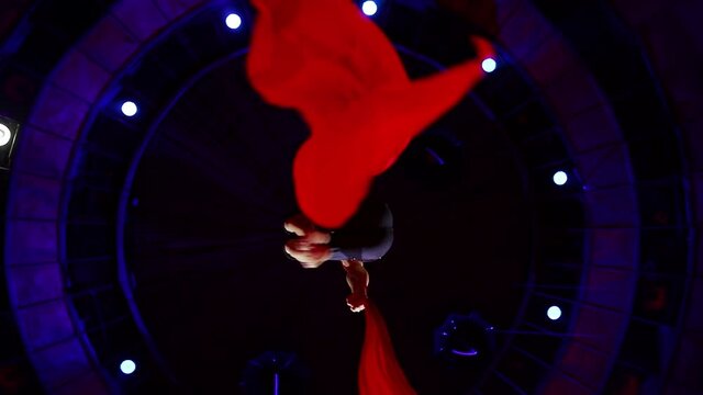 Aerial acrobat shows his show