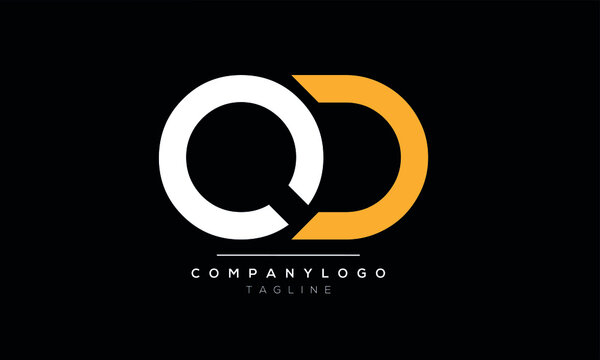 Abstract Letter Initial QD or DQ Vector Logo Design Template