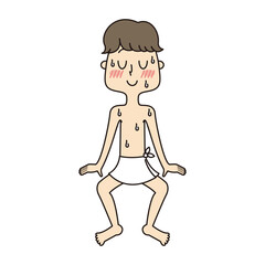 サウナで気持ちよく汗を流している若い男性