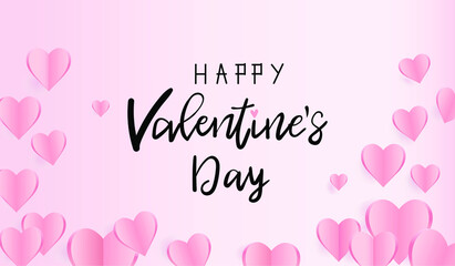 Happy Valentines Day hearts vector illustration.  Typography poster with handwritten calligraphy text, isolated. Vector Illustration with love concept.  