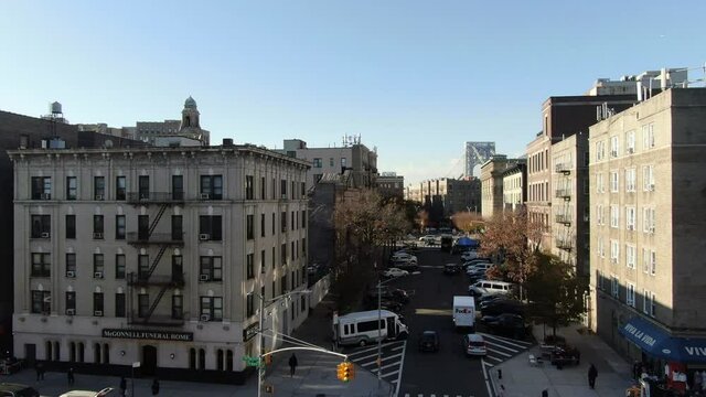 New York, NY, USA - February 15, 2020 : Washington Heights in Upper Manhattan, New York City. 