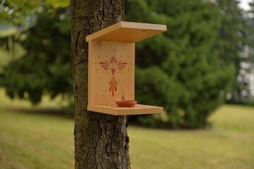 Birdhouse in Luhacovice city park, Moravia, Czech republic