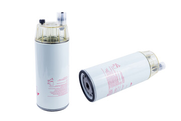 fuel filter of the truck on an isolated white background