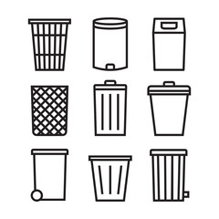 Trash can icon set. Trash can line icons collection for web apps and mobile concept.