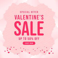 Valentines day sale banner, poster template.