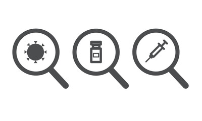 set of map search icons about covid-19 virus vaccines. vector illustration on white background