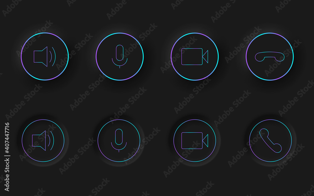 Poster black buttons in neomorphism design style. communication buttons set modern buttons. vector