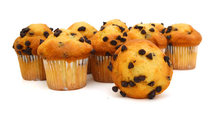 Tasty muffins isolated on white background