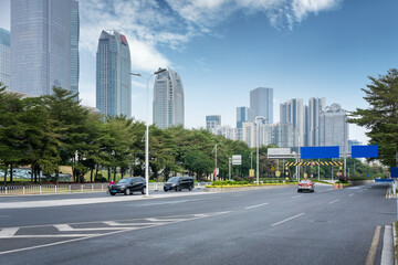 Fototapeta na wymiar City roads and modern buildings