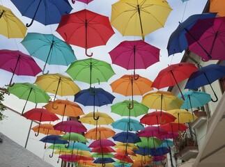 Fototapeta na wymiar Colorful umbrella - happy life