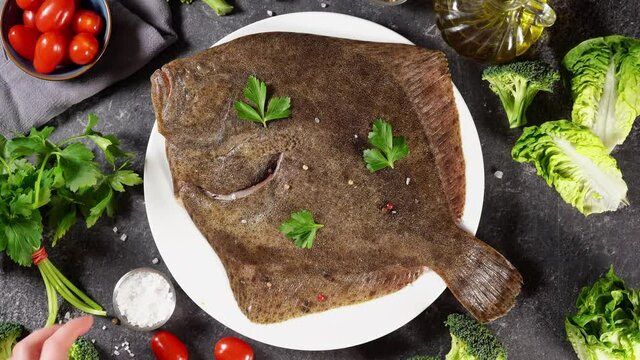 Halibut fish rich of omega fat beeing prepared for cooking
