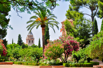 Fototapeta na wymiar Alhambra gardens in Granada, Spain
