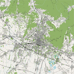 map of the city of Brescia, Lombardy, Italy