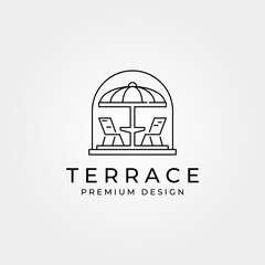 terrace cafe balcony logo line art vector symbol illustration design