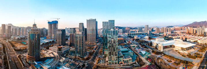 Naklejka premium Aerial photography of modern urban architectural landscape of Qingdao, China