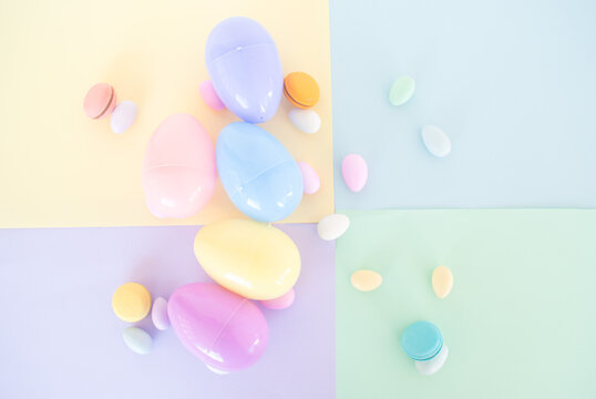 easter eggs on a coloful background