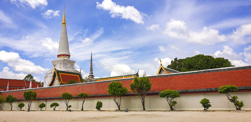 Landscape view of Wat Phra Mahathat  in Nakorn Si Thammarat in Thailand.