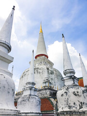 White Pagoda or Chedi of Wat Phra Mahathat  in Nakorn Si Thammarat in Thailand.