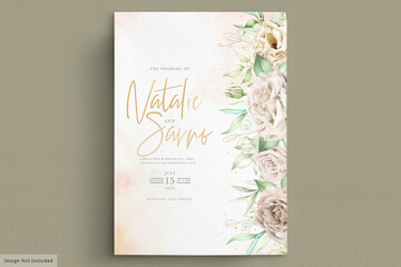 Watercolor blooming floral invitation card
