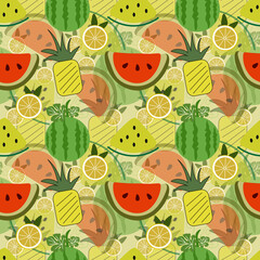 Fruits vector ilustration seamless pattern.Great for wrapping paper,scrapbooking,textile,fabric print.eps10.