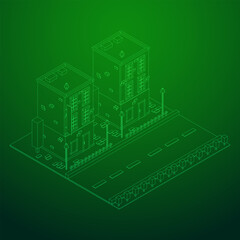 City building real estate concept. Wireframe low poly mesh vector illustration